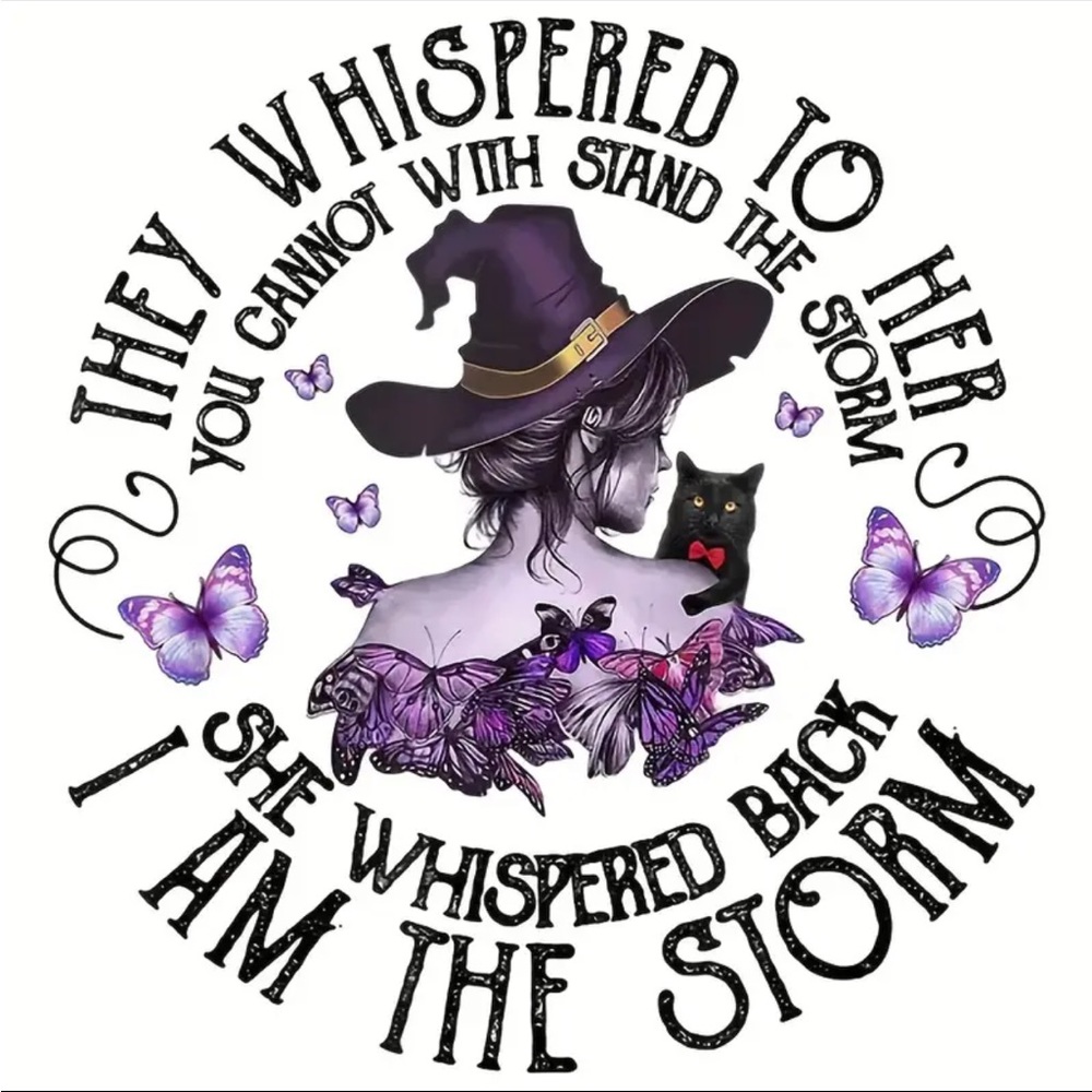 1 Pc Witch, Butterfly Cat Purple Theme Iron On Sticker Heat Transfer Patch‎